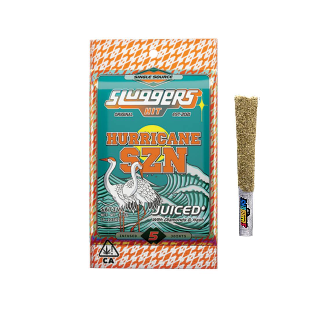 Sluggers Hit Hurricane SZN 3.5g 5pk, Sluggers Prerolls La, Sluggers Hit Pre Rolls Thc, Sluggers Prerolls Kush, Sluggers Pre Roll Flavors